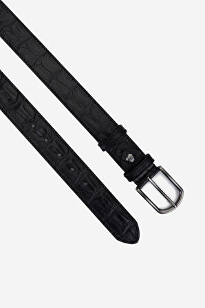 Valmenti Erkek Hakiki Deri Siyah Kroko Klasik Kemer 171 2007 ERK KMR Y25 SYH KROKO BSK