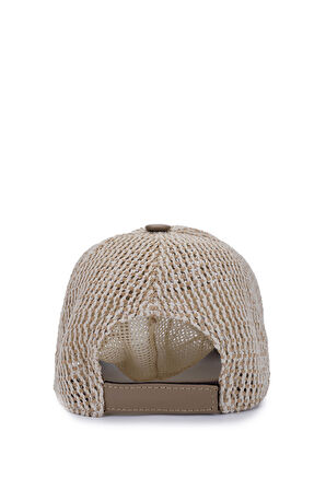 Tamer Tanca Erkek Deri & Tekstil Bej Hasır Beyzbol Şapka 524 1141 SPK Y25 BEJ HSR/DR