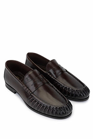 Tamer Tanca Erkek Hakiki Deri Kahverengi Makosen Ayakkabı 477 68434 ERK AYK SK25-26 KAHVE BFL