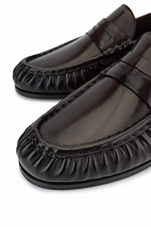 Tamer Tanca Erkek Hakiki Deri Kahverengi Makosen Ayakkabı 477 68434 ERK AYK SK25-26 KAHVE BFL