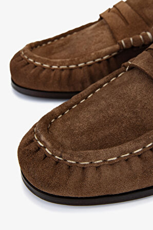 Valmenti Erkek Hakiki Deri Kahverengi Süet Makosen Ayakkabı 477 VAL-68434 ERK AYK SK25-26 SIGARO SUET