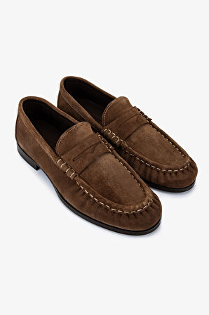 Valmenti Erkek Hakiki Deri Kahverengi Süet Makosen Ayakkabı 477 VAL-68434 ERK AYK SK25-26 SIGARO SUET