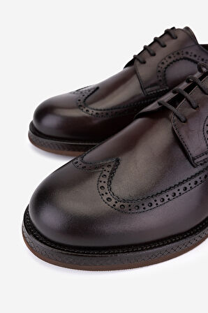 Valmenti Erkek Hakiki Deri Kahverengi Klasik Ayakkabı 987 200 ERK AYK Y25 KAHVE ANTIK