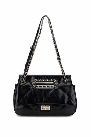 Tamer Tanca Kadın Suni Deri Siyah Omuz Çanta 921 27155 BN CNT SK25-26 SIYAH