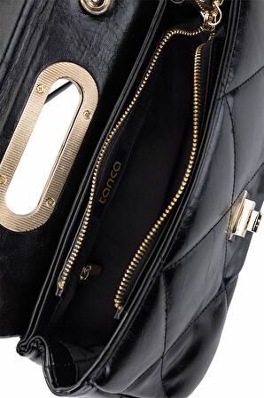 Tamer Tanca Kadın Suni Deri Siyah Omuz Çanta 921 27155 BN CNT SK25-26 SIYAH