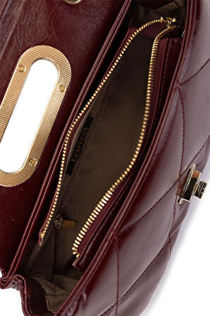 Tamer Tanca Kadın Suni Deri Bordo Omuz Çanta 921 27155 BN CNT SK25-26 BORDO