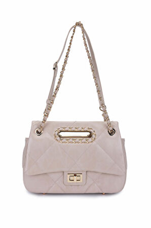 Tamer Tanca Kadın Suni Deri Bej Omuz Çanta 921 27155 BN CNT SK25-26 BEJ