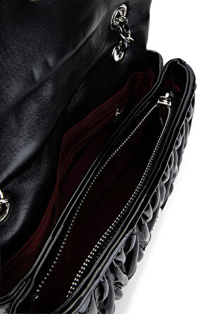 Tamer Tanca Kadın Suni Deri Siyah Rugan Omuz Çanta 921 27123 BN CNT SK25-26 SIYAH RGN