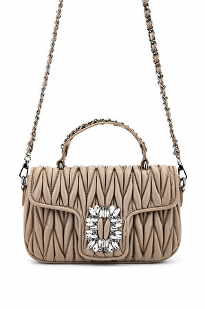 Tamer Tanca Kadın Suni Deri Taupe Omuz Çanta 921 27126 BN CNT SK25-26 TAUPE