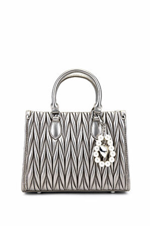 Tamer Tanca Kadın Suni Deri Metalik Omuz Çanta 921 27127 BN CNT SK25-26 PLATIN