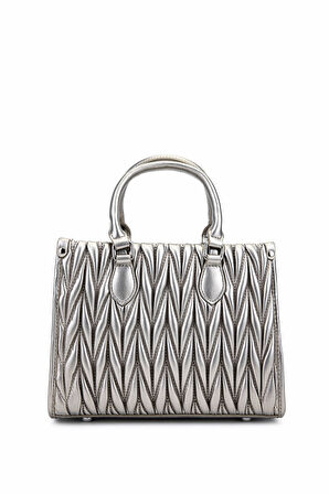 Tamer Tanca Kadın Suni Deri Metalik Omuz Çanta 921 27127 BN CNT SK25-26 PLATIN