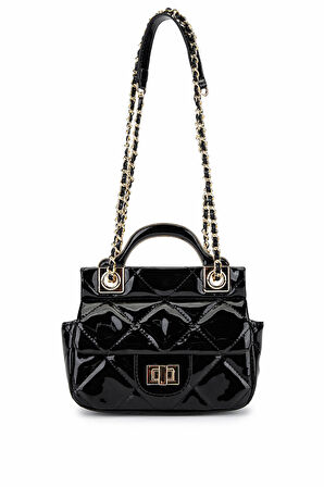 Tamer Tanca Kadın Suni Deri Siyah Rugan Omuz Çanta 921 27129 BN CNT SK25-26 SIYAH RGN