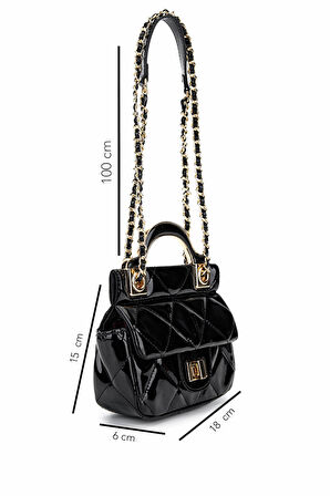 Tamer Tanca Kadın Suni Deri Siyah Rugan Omuz Çanta 921 27129 BN CNT SK25-26 SIYAH RGN