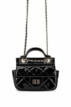 Tamer Tanca Kadın Suni Deri Siyah Rugan Omuz Çanta 921 27129 BN CNT SK25-26 SIYAH RGN