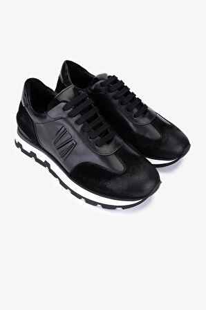 Valmenti Erkek Hakiki Deri Siyah Süet Sneakers & Spor Ayakkabı 1093 1898 ERK AYK SK25-26 SIYAH SUET/SYH