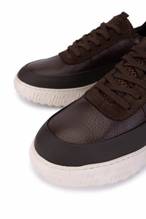 Tamer Tanca Erkek Hakiki Deri Kahverengi Sneakers & Spor Ayakkabı 1093 1560 ERK AYK SK25-26 KAHVE