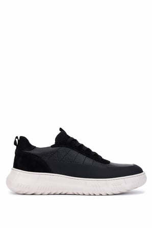 Tamer Tanca Erkek Hakiki Deri Siyah Sneakers & Spor Ayakkabı 1093 1560 ERK AYK SK25-26 SIYAH