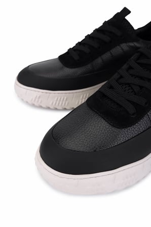 Tamer Tanca Erkek Hakiki Deri Siyah Sneakers & Spor Ayakkabı 1093 1560 ERK AYK SK25-26 SIYAH