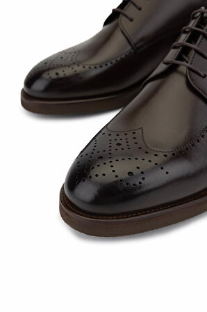 Tamer Tanca Erkek Hakiki Deri Kahverengi Klasik Ayakkabı 1157 40-120 ERK AYK SK25-26 KAHVE SPIRO