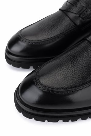 Tamer Tanca Erkek Hakiki Deri Siyah Loafer Ayakkabı 1157 1989-1 ERK AYK SK25-26 SIYAH DR/FLTR