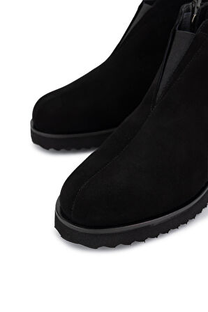 Tamer Tanca Kadın Hakiki Deri Siyah Süet Casual Bot 1120 985 BN BOT SK25-26 SIYAH SUET