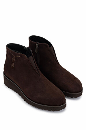 Tamer Tanca Kadın Hakiki Deri Kahverengi Süet Casual Bot 1120 985 BN BOT SK25-26 KAHVE SUET