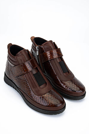 Tamer Tanca Kadın Hakiki Deri Taba Rugan Kroko Bot 1053 7566 BN BOT SK25-26 TABA RGN KROKO BSK