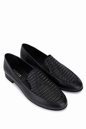 Tamer Tanca Kadın Hakiki Deri Siyah Loafer Ayakkabı 1120 975 BN AYK SK25-26 SIYAH DERI