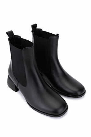 Tamer Tanca Kadın Hakiki Deri Siyah Topuklu Bot 1120 615 BN BOT SK25-26 SIYAH DERI