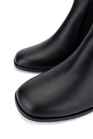 Tamer Tanca Kadın Hakiki Deri Siyah Topuklu Bot 1120 615 BN BOT SK25-26 SIYAH DERI