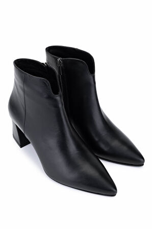 Tamer Tanca Kadın Hakiki Deri Siyah Topuklu Bot 1074 2281 BN BOT SK25-26 SIYAH NAPA