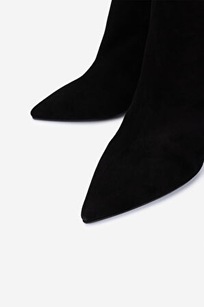 Valmenti Kadın Hakiki Deri Siyah Süet Topuklu Bot 1074 2334 BN BOT SK25-26 SIYAH SUET