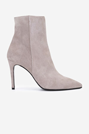 Valmenti Kadın Hakiki Deri Vizon Süet Topuklu Bot 1074 2334 BN BOT SK25-26 VIZON SUET