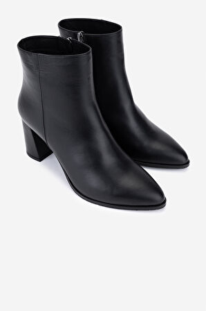 Valmenti Kadın Hakiki Deri Siyah Deri Topuklu Bot 1074 2260 BN BOT SK25-26 SIYAH DERI