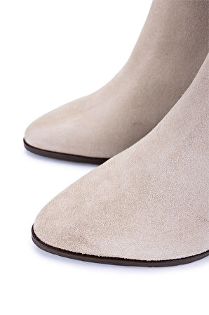 Tamer Tanca Kadın Hakiki Deri Topuklu Çizme 1074 2274 BN CZM SK25-26 BEJ YARMA SUET