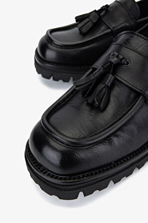 Valmenti Erkek Hakiki Deri Siyah Makosen Ayakkabı 1158 500 ERK AYK SK25-26 NERO