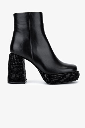 Valmenti Kadın Hakiki Deri Siyah Deri Topuklu Bot 492 4110 BN BOT SK25-26 SIYAH DERI