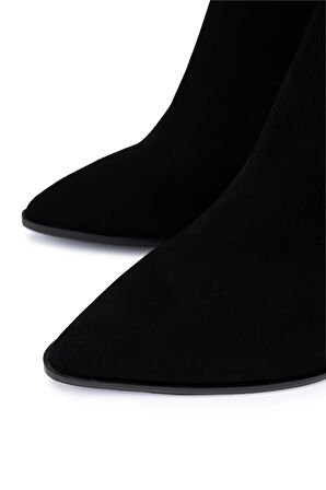 Tamer Tanca Kadın Hakiki Deri Siyah Süet Topuklu Bot 492 50559 BN BOT SK25-26 SIYAH SUET