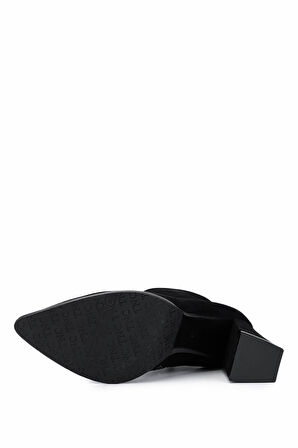 Tamer Tanca Kadın Hakiki Deri Siyah Süet Topuklu Bot 492 50559 BN BOT SK25-26 SIYAH SUET