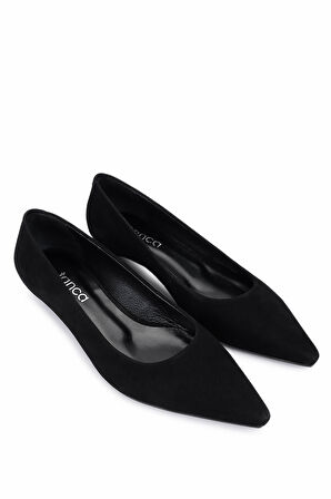 Tamer Tanca Kadın Hakiki Deri Siyah Süet Topuklu Ayakkabı 492 61050 BN AYK SK25-26 SIYAH SUET