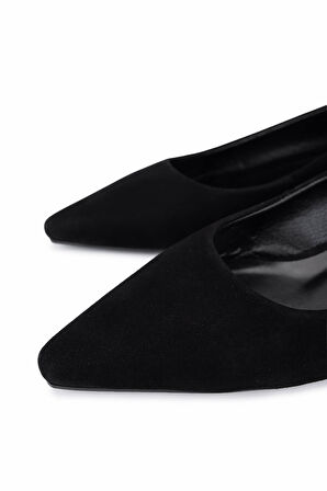 Tamer Tanca Kadın Hakiki Deri Siyah Süet Topuklu Ayakkabı 492 61050 BN AYK SK25-26 SIYAH SUET