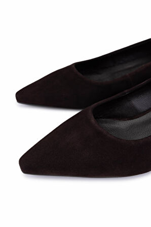 Tamer Tanca Kadın Hakiki Deri Kahverengi Süet Topuklu Ayakkabı 492 61050 BN AYK SK25-26 KAHVE SUET