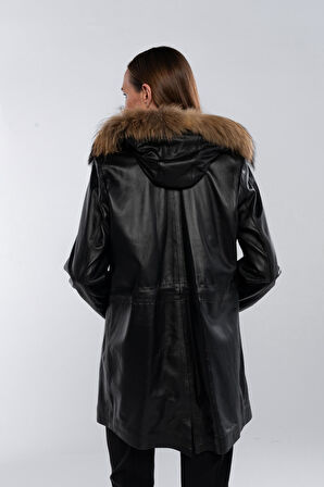 Tamer Tanca Kadın Hakiki Deri Siyah Deri Deri Mont 847 747-1 BYN DERIMONT SK25-26 SIYAH DR