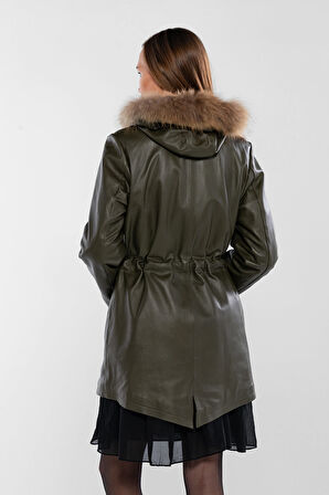 Tamer Tanca Kadın Hakiki Deri Yeşil Deri Mont 847 747-1 BYN DERIMONT SK25-26 YESIL DR