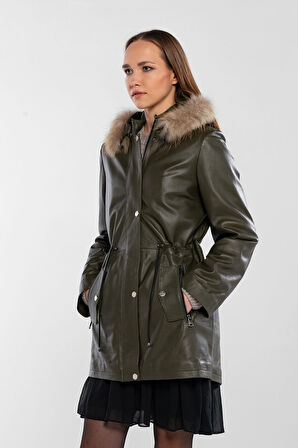 Tamer Tanca Kadın Hakiki Deri Yeşil Deri Mont 847 747-1 BYN DERIMONT SK25-26 YESIL DR