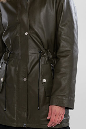 Tamer Tanca Kadın Hakiki Deri Yeşil Deri Mont 847 747-1 BYN DERIMONT SK25-26 YESIL DR