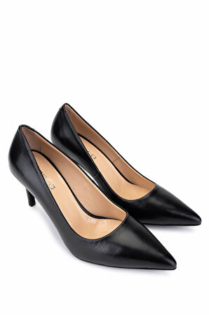 Tamer Tanca Kadın Hakiki Deri Siyah Topuklu Ayakkabı 1132 570 BN AYK SK25-26 SIYAH DERI