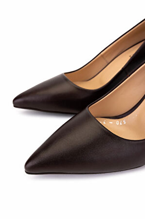 Tamer Tanca Kadın Hakiki Deri Kahverengi Topuklu Ayakkabı 1132 570 BN AYK SK25-26 KAHVE DERI