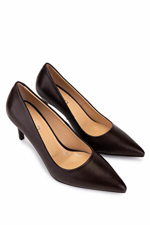 Tamer Tanca Kadın Hakiki Deri Kahverengi Topuklu Ayakkabı 1132 570 BN AYK SK25-26 KAHVE DERI