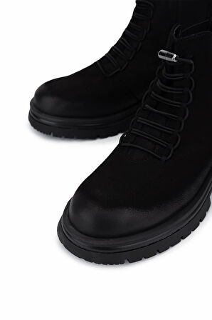 Tamer Tanca Kadın Hakiki Deri Siyah Nubuk Casual Bot 599 0224 BN BOT SK25-26 SIYAH NUBUK